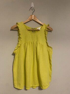 TIME AND TRU smock tank top with back tie, Size L (12-14), Color Lemon-Lime